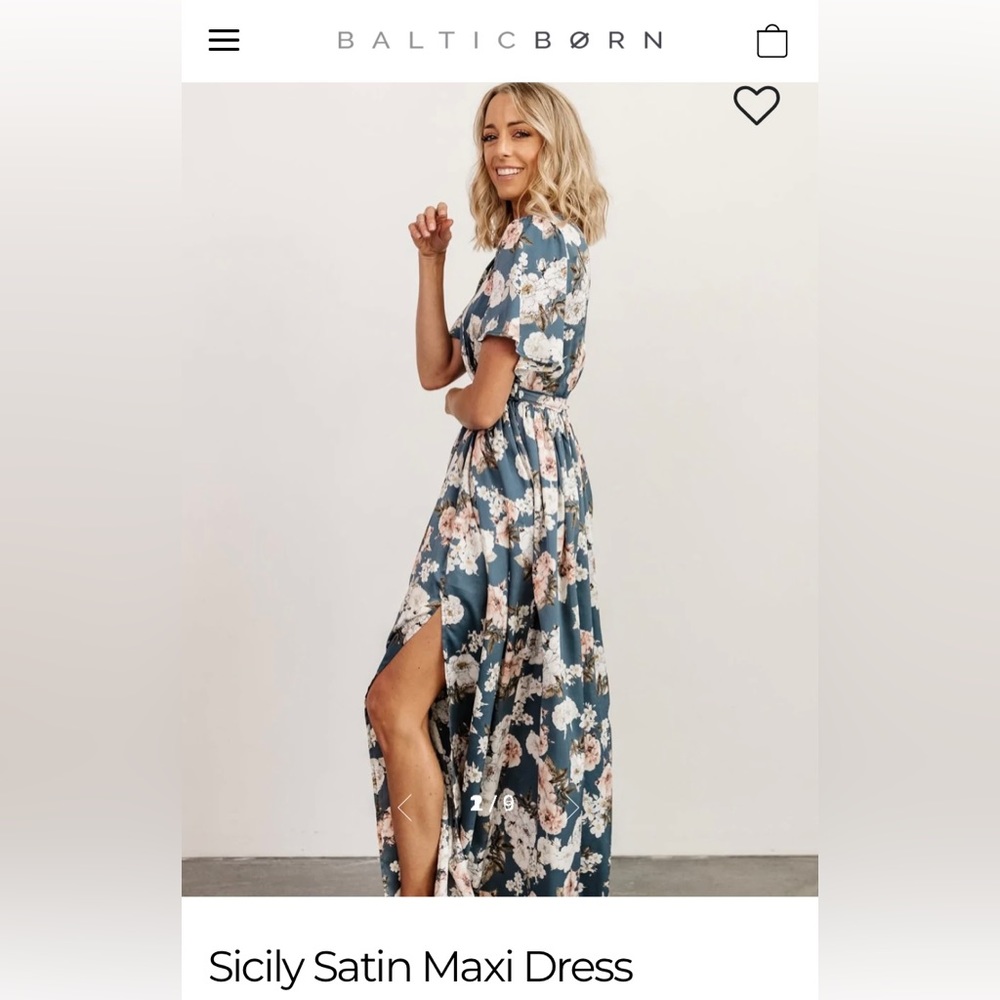 Baltic Born Sicily Satin Maxi Dress-Blue Floral